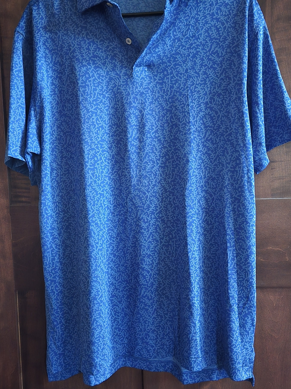 Peter Millar Blue Coral-Print Performance Polo